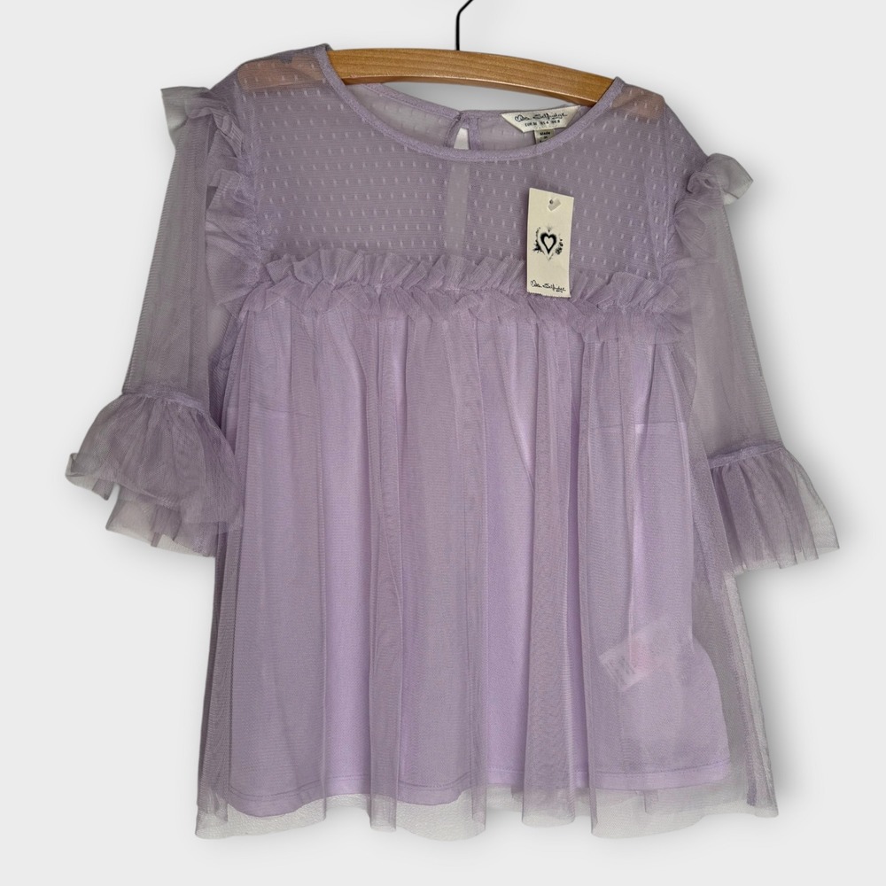 NWT Miss Selfridge Pastel Purple Sheer Romantic Feminine Top Lace Ethereal Sz 4